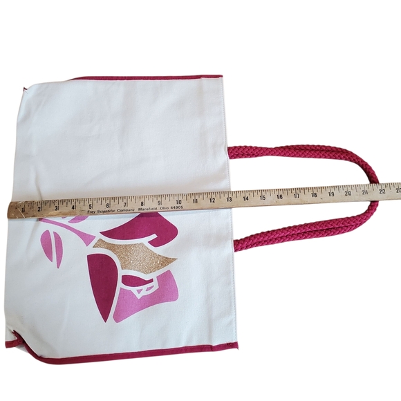 Lancome Pink and Gold Floral Canvas Tote. G0090 - Picture 2 of 6